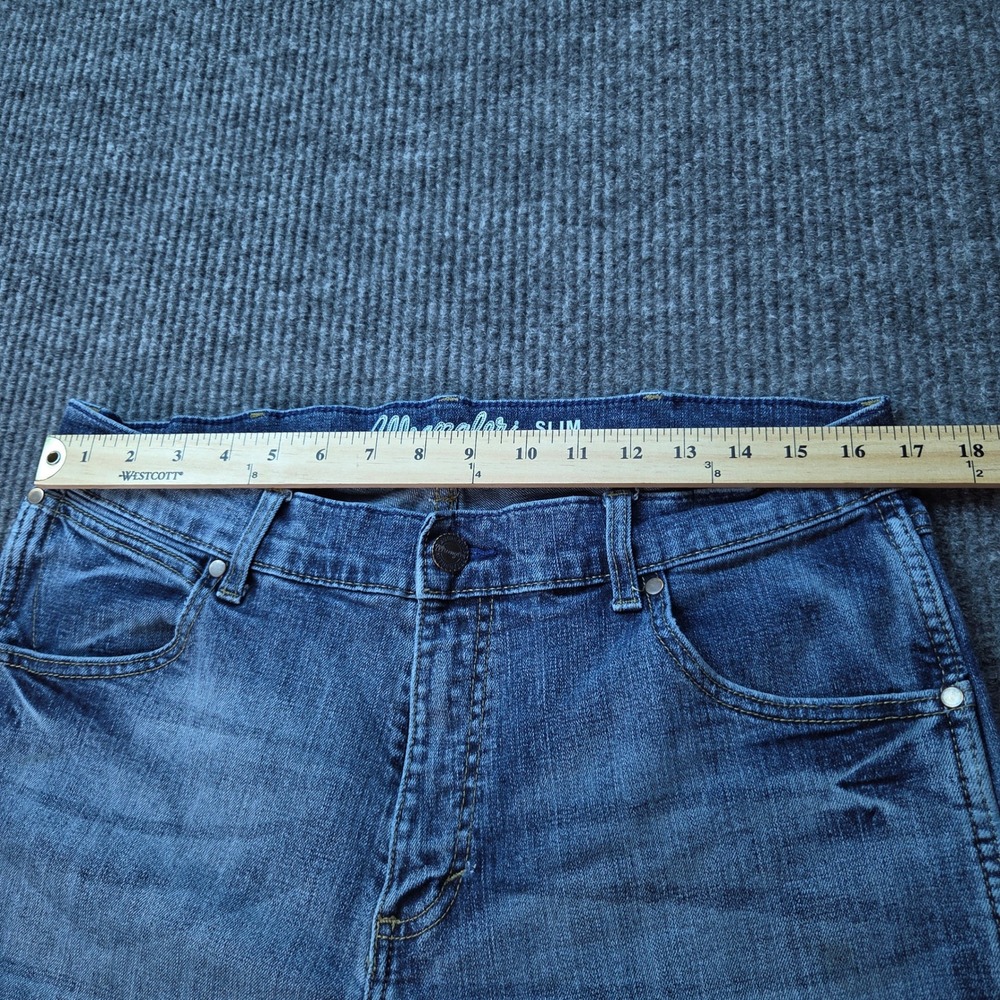 Wrangler Retro Slim Boot Jeans Mens 35x32 Blue Denim Western Cowboy Casual - Picture 6 of 10